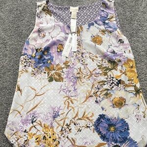 Chico's Floral Sleeveless Blouse - Purple and Yellow
